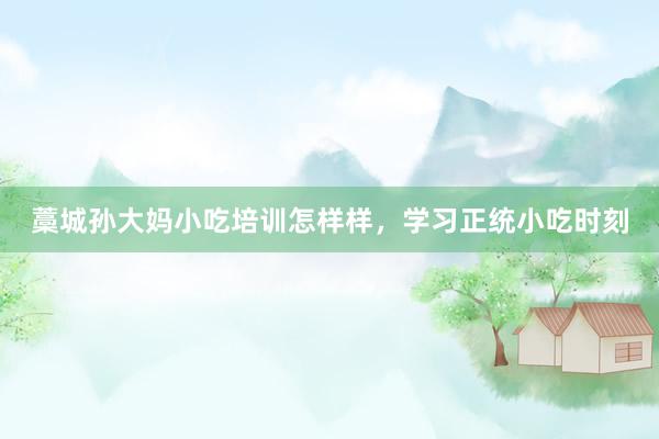 藁城孙大妈小吃培训怎样样，学习正统小吃时刻