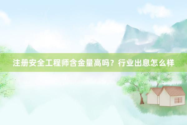 注册安全工程师含金量高吗？行业出息怎么样