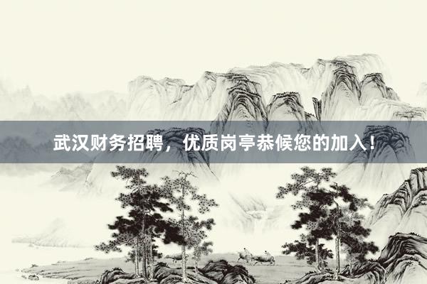 武汉财务招聘，优质岗亭恭候您的加入！